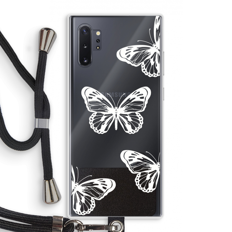 White butterfly: Samsung Galaxy Note 10 Plus Transparant Hoesje met koord