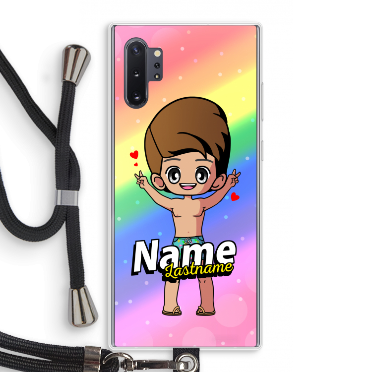 Chibi Maker man: Samsung Galaxy Note 10 Plus Transparant Hoesje met koord
