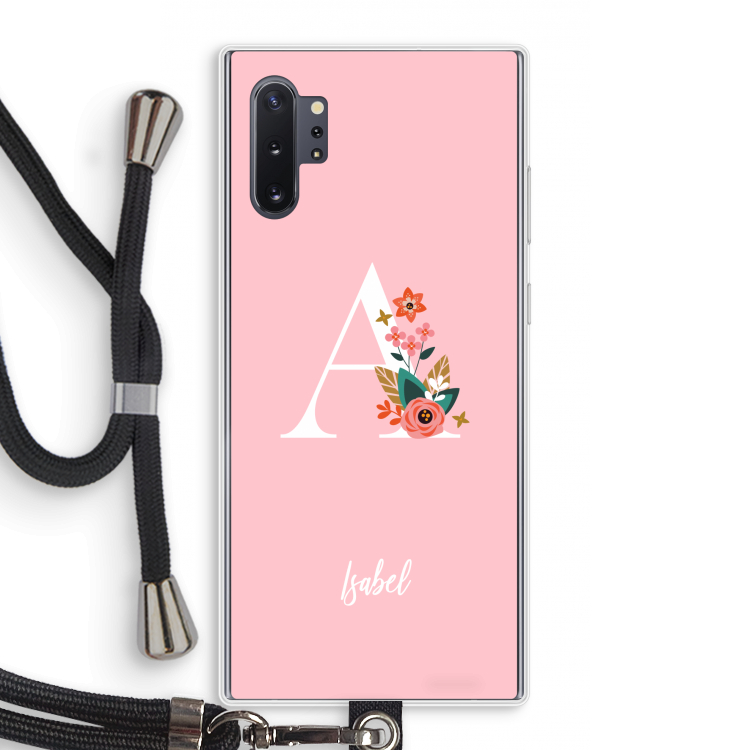 Pink Bouquet: Samsung Galaxy Note 10 Plus Transparant Hoesje met koord