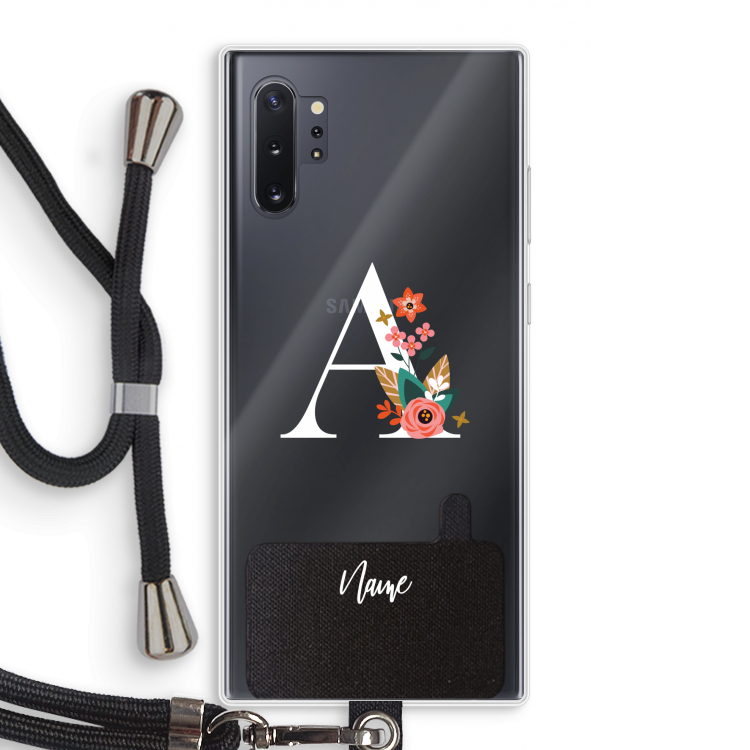 Pink Bouquet: Samsung Galaxy Note 10 Plus Transparant Hoesje met koord