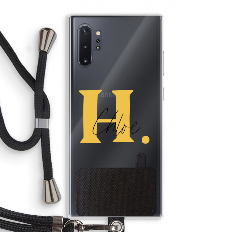 Amber Script: Samsung Galaxy Note 10 Plus Transparant Hoesje met koord