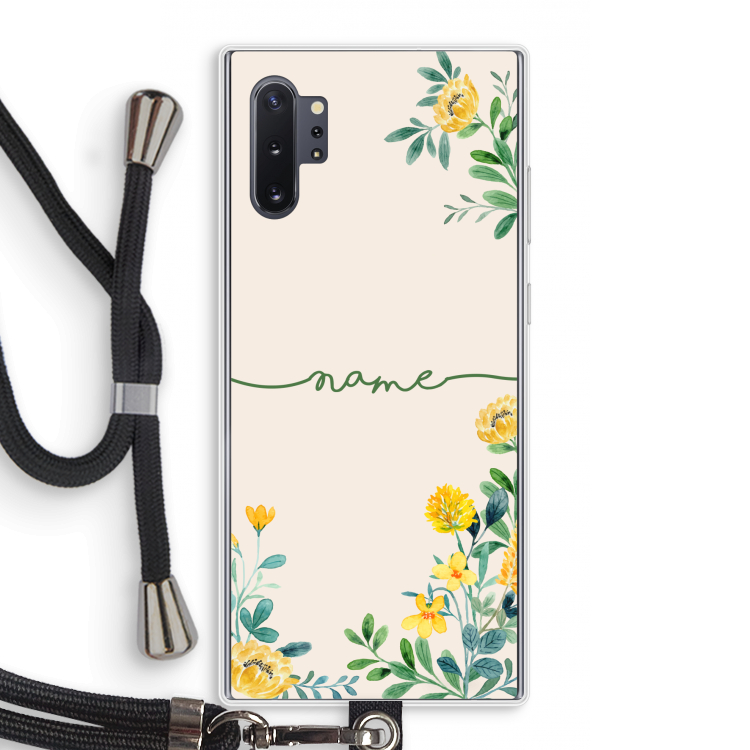 Gele bloemen: Samsung Galaxy Note 10 Plus Transparant Hoesje met koord