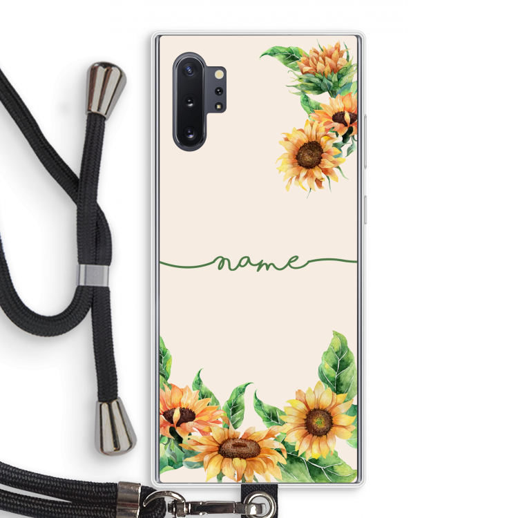 Zonnebloemen: Samsung Galaxy Note 10 Plus Transparant Hoesje met koord