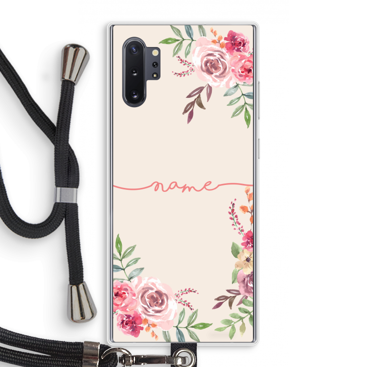Rozen: Samsung Galaxy Note 10 Plus Transparant Hoesje met koord