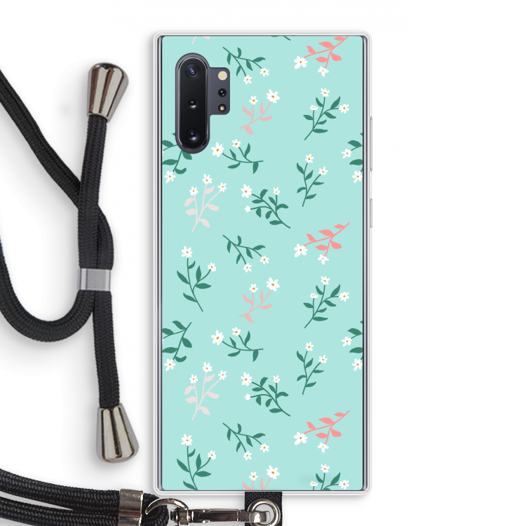 Small white flowers: Samsung Galaxy Note 10 Plus Transparant Hoesje met koord