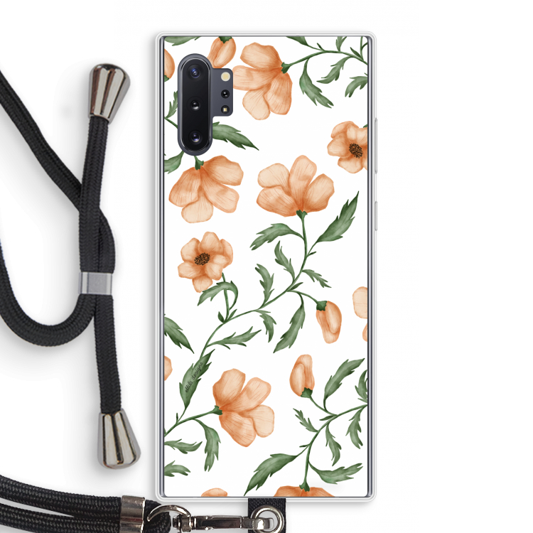 Peachy flowers: Samsung Galaxy Note 10 Plus Transparant Hoesje met koord
