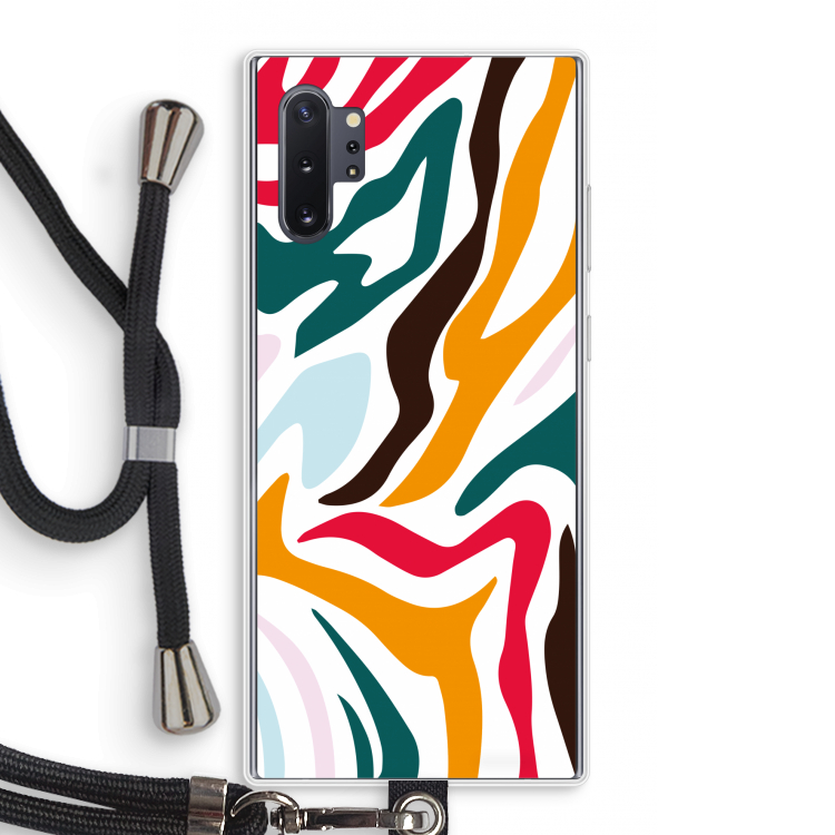 Colored Zebra: Samsung Galaxy Note 10 Plus Transparant Hoesje met koord