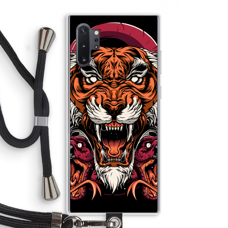 Tiger and Rattlesnakes: Samsung Galaxy Note 10 Plus Transparant Hoesje met koord