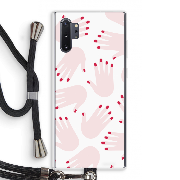 Hands pink: Samsung Galaxy Note 10 Plus Transparant Hoesje met koord