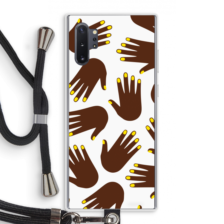 Hands dark: Samsung Galaxy Note 10 Plus Transparant Hoesje met koord
