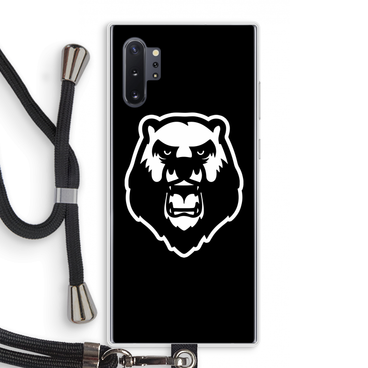 Angry Bear (black): Samsung Galaxy Note 10 Plus Transparant Hoesje met koord