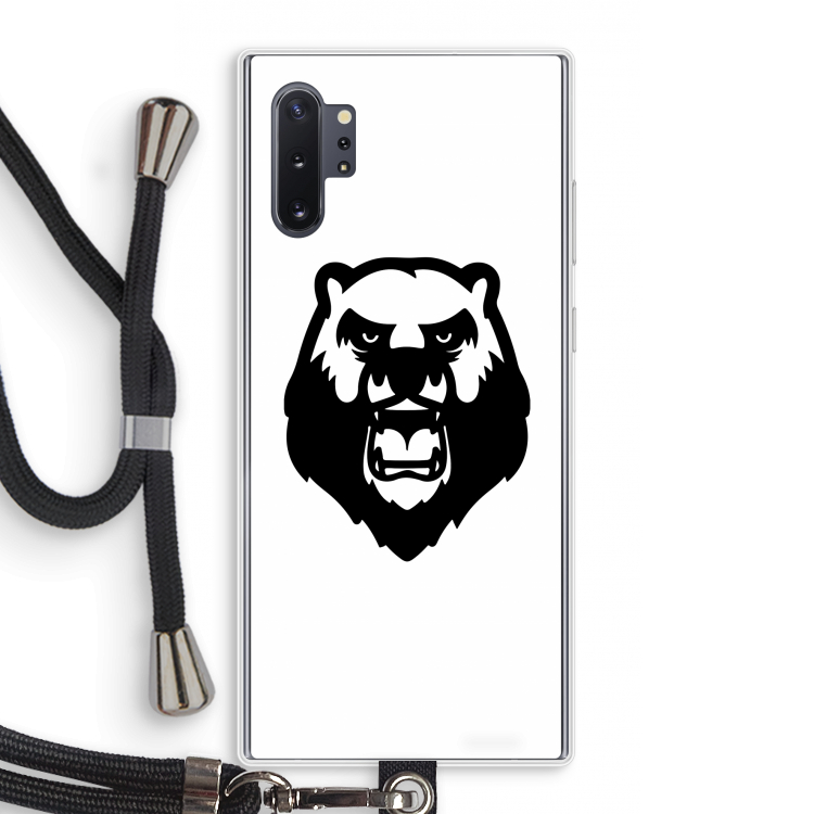 Angry Bear (white): Samsung Galaxy Note 10 Plus Transparant Hoesje met koord