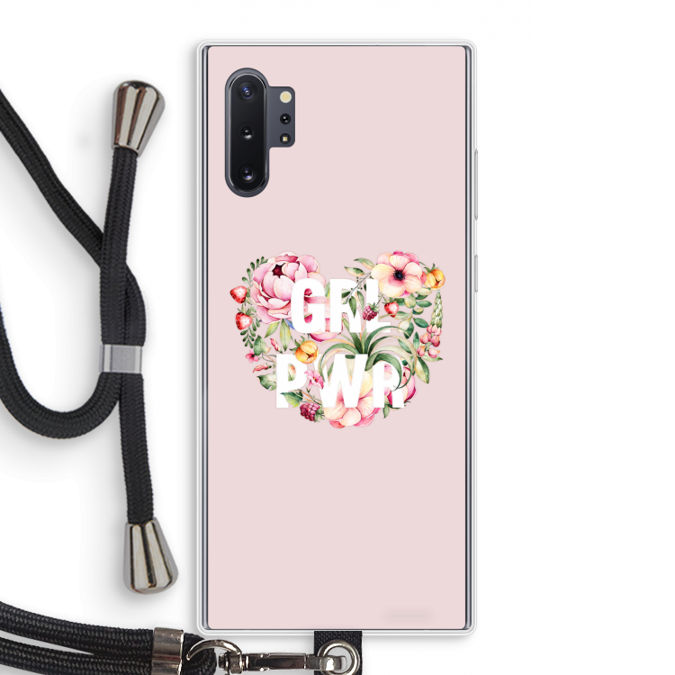 GRL PWR Flower: Samsung Galaxy Note 10 Plus Transparant Hoesje met koord