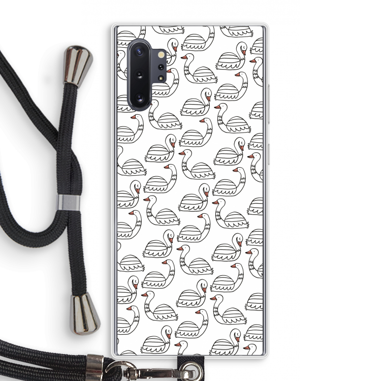 Zwanen: Samsung Galaxy Note 10 Plus Transparant Hoesje met koord