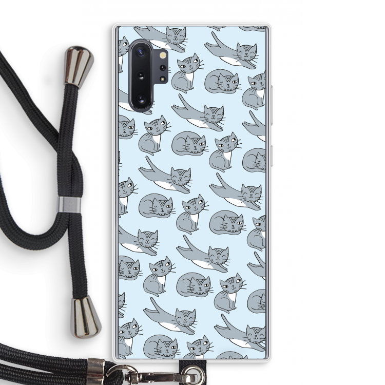 Poezen: Samsung Galaxy Note 10 Plus Transparant Hoesje met koord