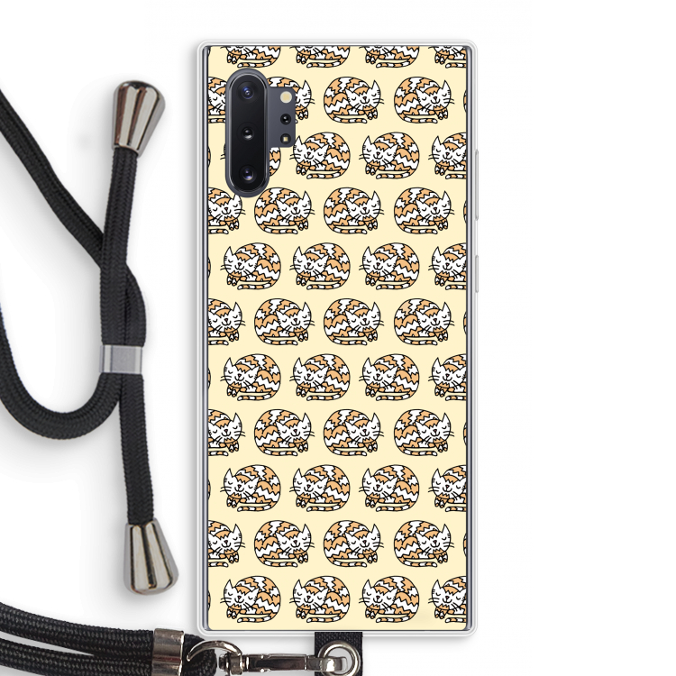 Slapende poes: Samsung Galaxy Note 10 Plus Transparant Hoesje met koord
