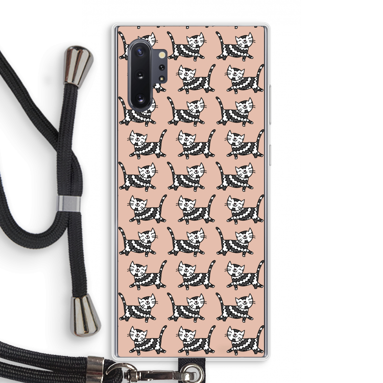 Zwarte poes: Samsung Galaxy Note 10 Plus Transparant Hoesje met koord