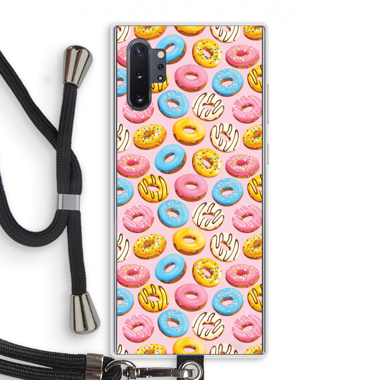 Pink donuts: Samsung Galaxy Note 10 Plus Transparant Hoesje met koord