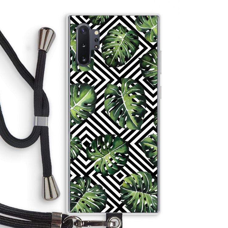 Geometrische jungle: Samsung Galaxy Note 10 Plus Transparant Hoesje met koord