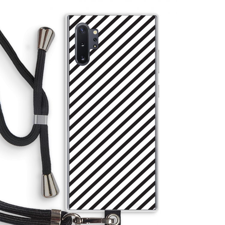 Strepen zwart-wit: Samsung Galaxy Note 10 Plus Transparant Hoesje met koord