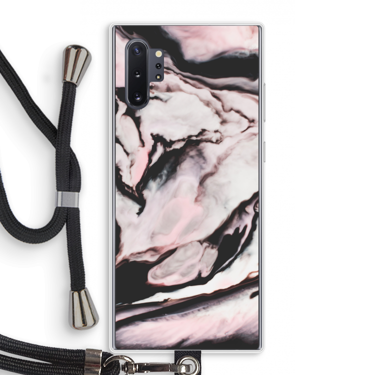 Roze stroom: Samsung Galaxy Note 10 Plus Transparant Hoesje met koord