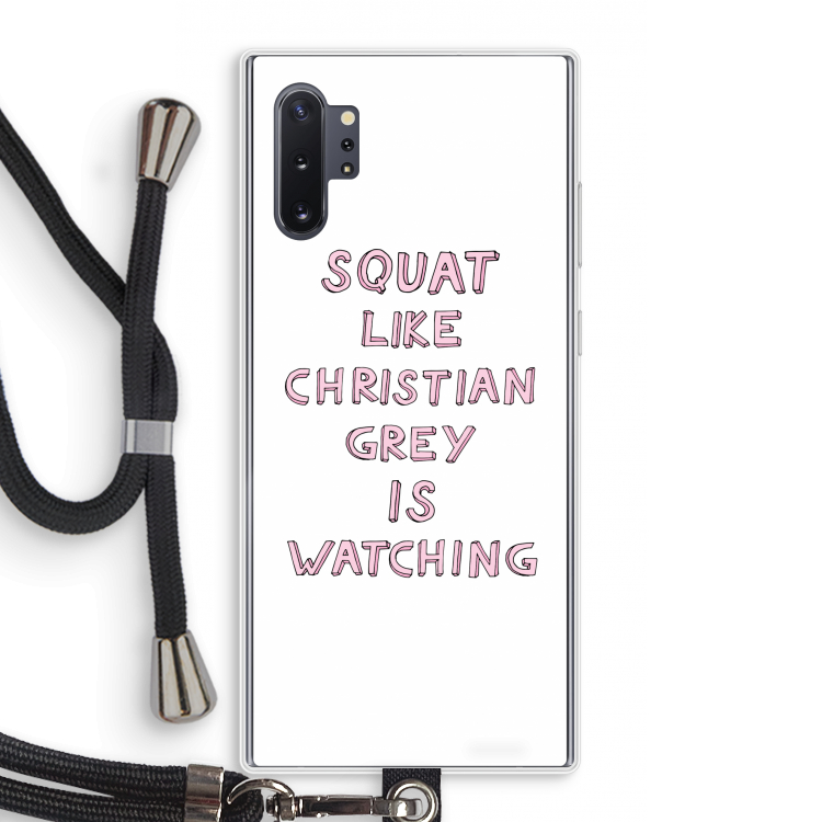 Christian Grey: Samsung Galaxy Note 10 Plus Transparant Hoesje met koord