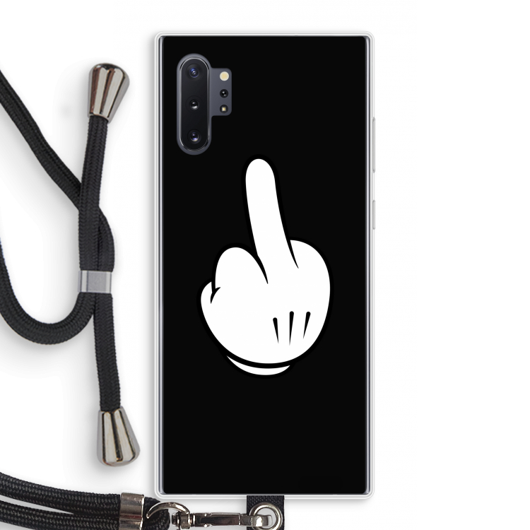 Middle finger black: Samsung Galaxy Note 10 Plus Transparant Hoesje met koord