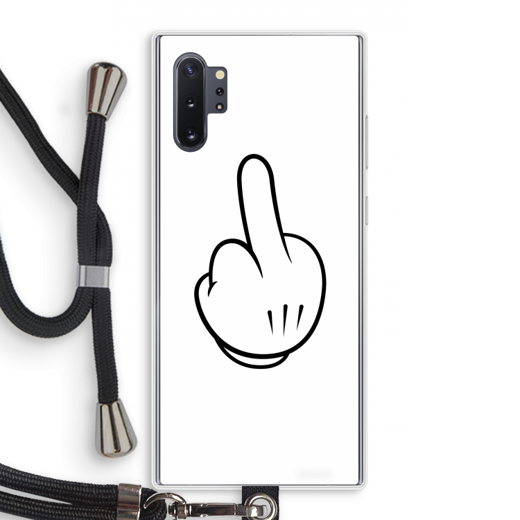 Middle finger white: Samsung Galaxy Note 10 Plus Transparant Hoesje met koord
