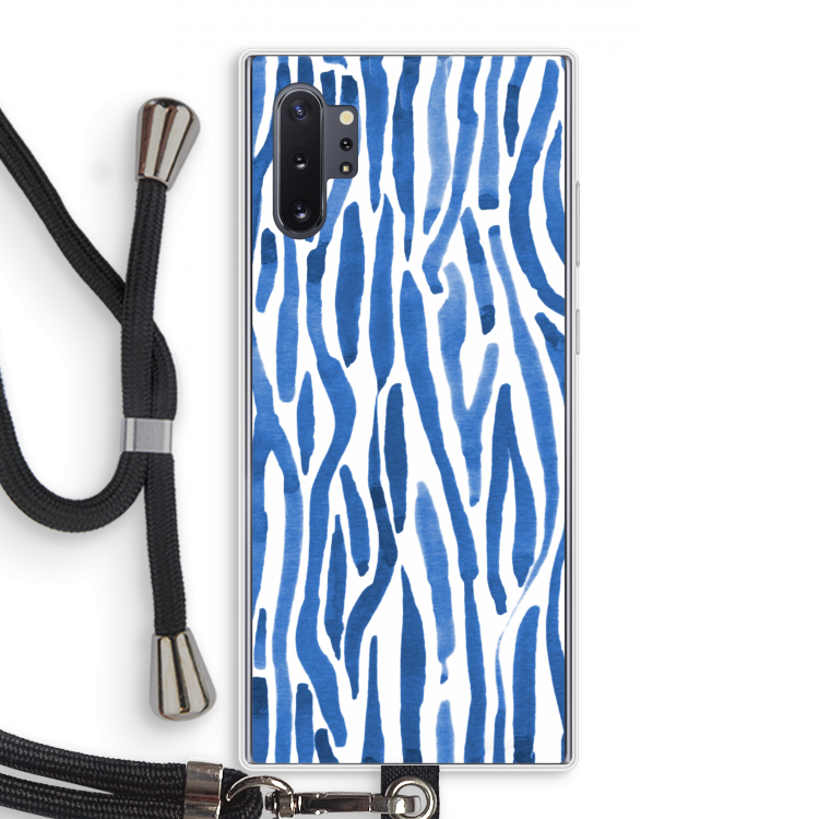 Blauwe nerven: Samsung Galaxy Note 10 Plus Transparant Hoesje met koord