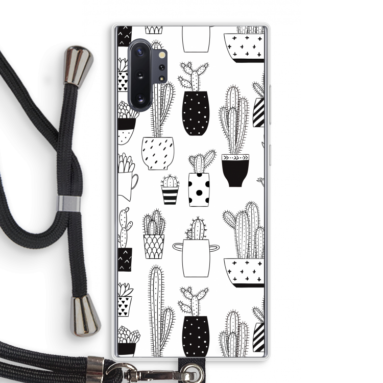 Cactusmotief: Samsung Galaxy Note 10 Plus Transparant Hoesje met koord