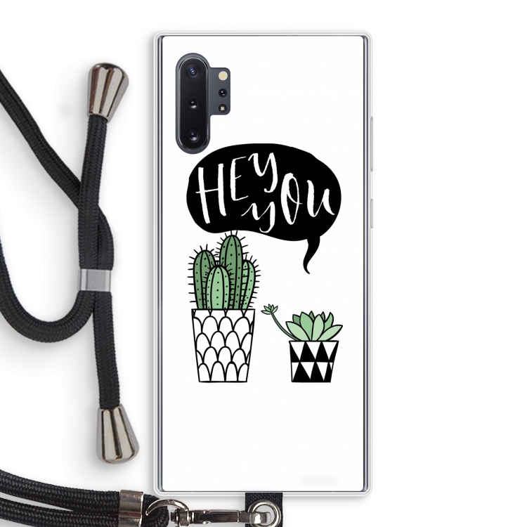 Hey you cactus: Samsung Galaxy Note 10 Plus Transparant Hoesje met koord