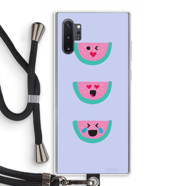 Smiley watermeloen: Samsung Galaxy Note 10 Plus Transparant Hoesje met koord