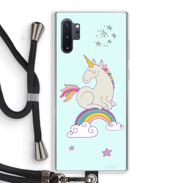 Regenboog eenhoorn: Samsung Galaxy Note 10 Plus Transparant Hoesje met koord