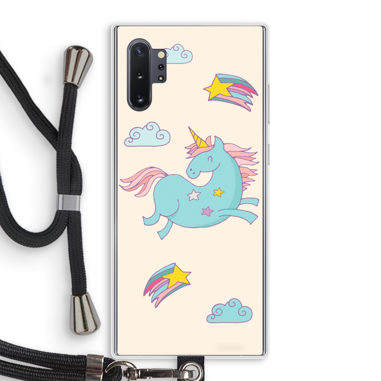 Vliegende eenhoorn: Samsung Galaxy Note 10 Plus Transparant Hoesje met koord