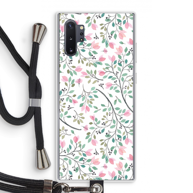 Sierlijke bloemen: Samsung Galaxy Note 10 Plus Transparant Hoesje met koord