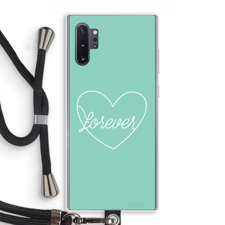 Forever heart pastel: Samsung Galaxy Note 10 Plus Transparant Hoesje met koord