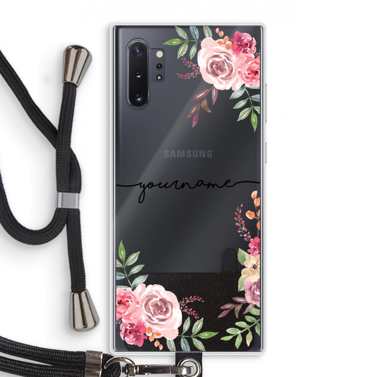 Rozen: Samsung Galaxy Note 10 Plus Transparant Hoesje met koord