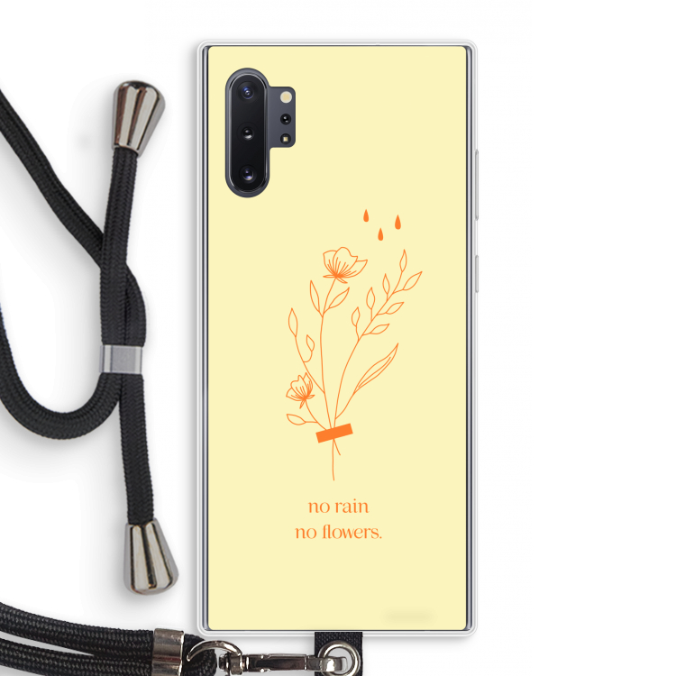 No rain no flowers: Samsung Galaxy Note 10 Plus Transparant Hoesje met koord