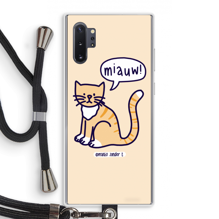 Miauw: Samsung Galaxy Note 10 Plus Transparant Hoesje met koord