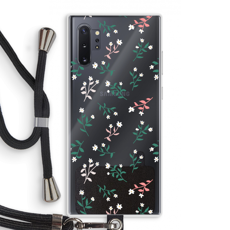 Small white flowers: Samsung Galaxy Note 10 Plus Transparant Hoesje met koord