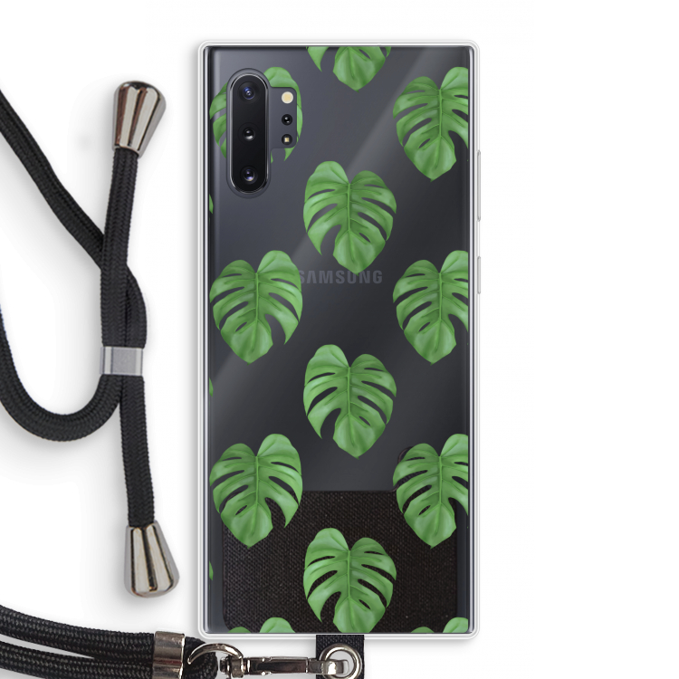 Monstera leaves: Samsung Galaxy Note 10 Plus Transparant Hoesje met koord