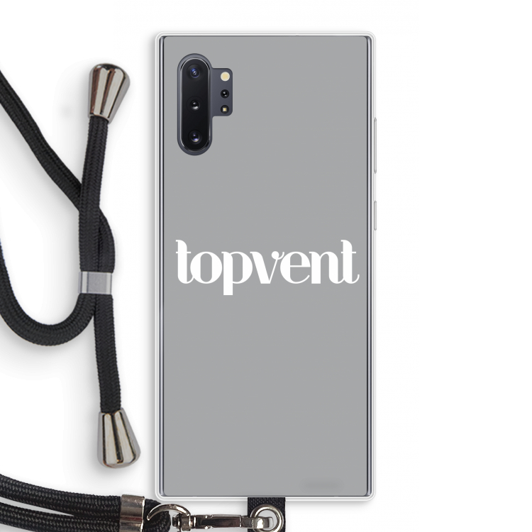 Topvent Grijs Wit: Samsung Galaxy Note 10 Plus Transparant Hoesje met koord