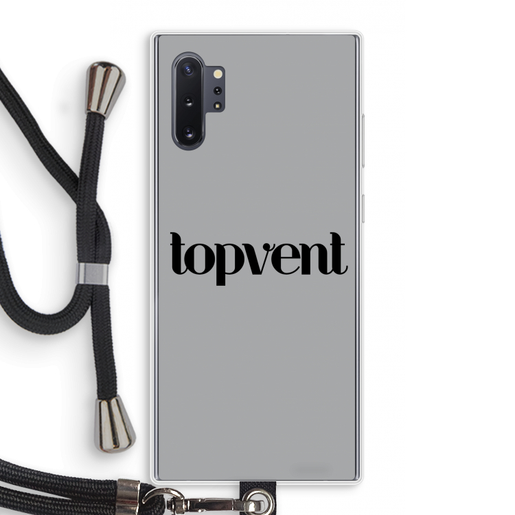 Topvent Grijs Zwart: Samsung Galaxy Note 10 Plus Transparant Hoesje met koord
