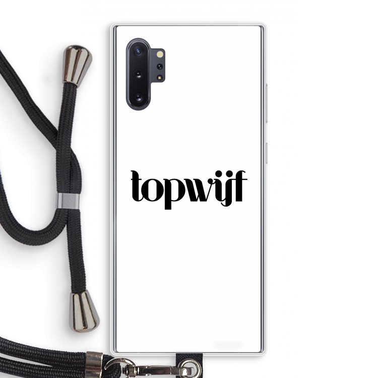 Topwijf Wit: Samsung Galaxy Note 10 Plus Transparant Hoesje met koord