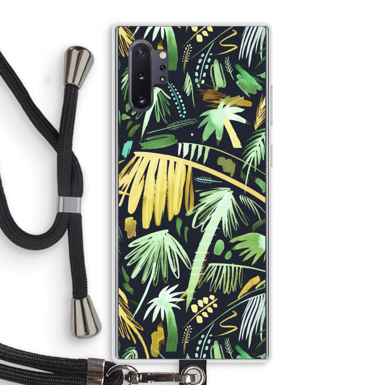 Tropical Palms Dark: Samsung Galaxy Note 10 Plus Transparant Hoesje met koord