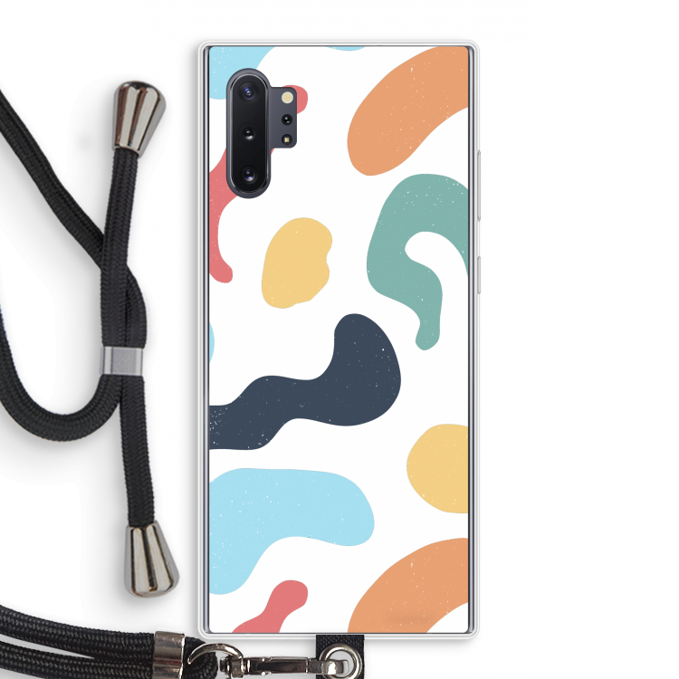 Memphis Shapes Blue: Samsung Galaxy Note 10 Plus Transparant Hoesje met koord
