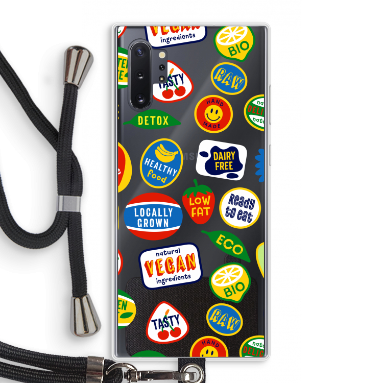 Fruitsticker: Samsung Galaxy Note 10 Plus Transparant Hoesje met koord