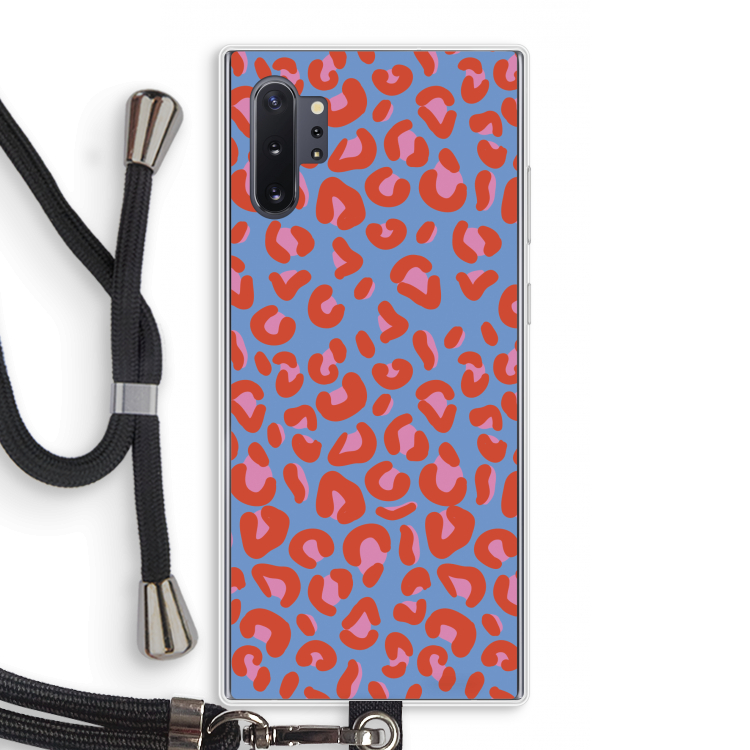 Leopard blue: Samsung Galaxy Note 10 Plus Transparant Hoesje met koord