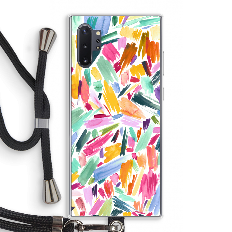 Watercolor Brushstrokes: Samsung Galaxy Note 10 Plus Transparant Hoesje met koord