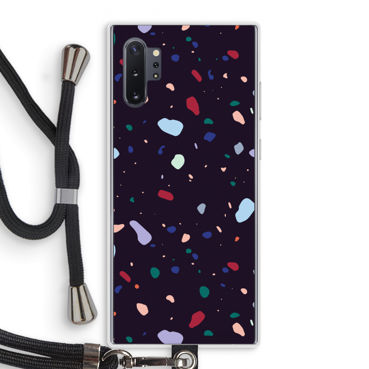 Dark Rounded Terrazzo: Samsung Galaxy Note 10 Plus Transparant Hoesje met koord